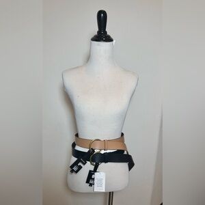 Frye Tan and Black Leather Belt Bundle